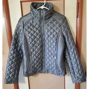 Marc New York Andrew Marc Gray Quilted Jacket Full Zip Pockets Women's S